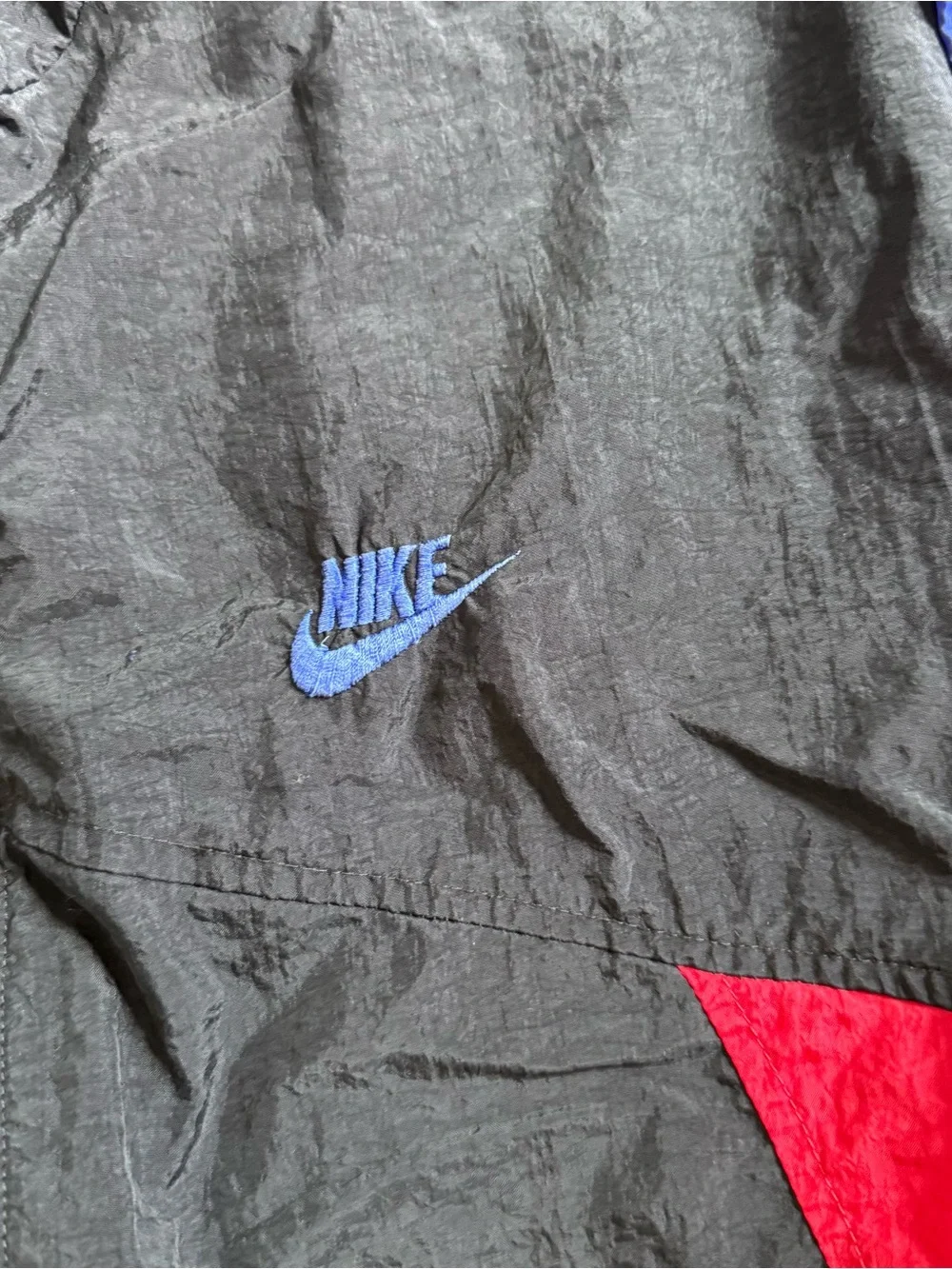 Vintage Nike Colorblock Jacket Large Windbreaker 80s 90s Red Black Full Zip